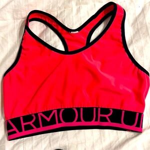 Under Armour UA Pink Black Neon Unlined Sports Bra XS